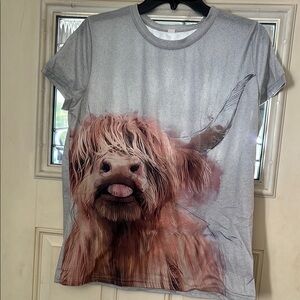 Highland Cow Graphic T-Shirt - Gray